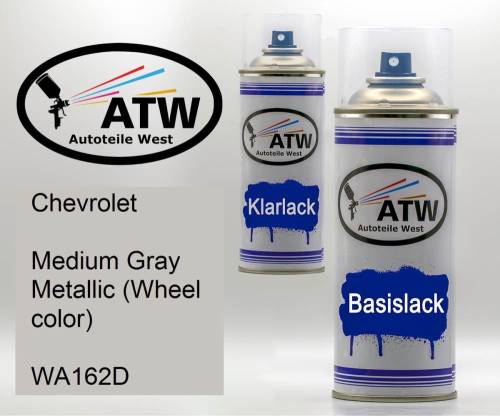 Chevrolet, Medium Gray Metallic (Wheel color), WA162D: 400ml Sprühdose + 400ml Klarlack - Set, von ATW Autoteile West.